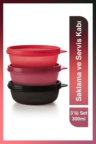 Tupperware Set of 3 Food Storage and Serving Containers 300 ml