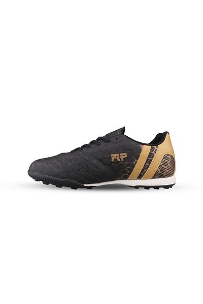 M.P. Men's Lace-Up Black-Gold Astroturf Football Shoes