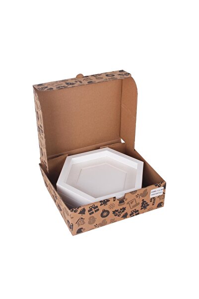 Nobbystar Adhesive Disconnect Medium Size White Hexagonal Frame with Paspart - Pack of 3