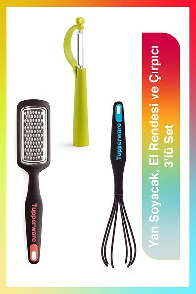 Tupperware Side Peeler, Hand Grater and Beater Set of 3