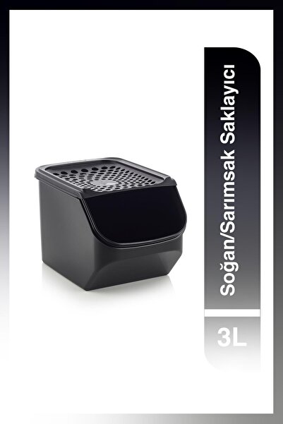 Tupperware Siyah Soğan Ve Sarımsak Kuru Gıda Saklama Kabı 3 Lt