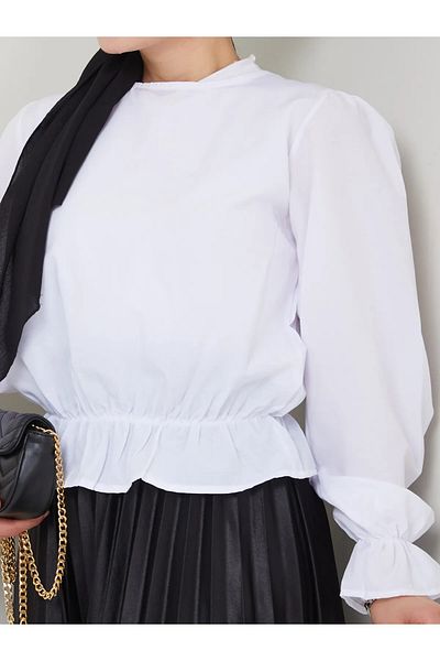 MODAQU Μπλούζα Gathered Hijab - Λευκή
