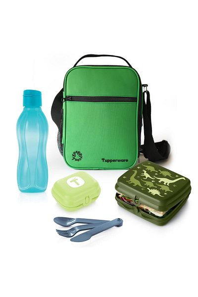 Tupperware X Peppycooky Green Set 2 Water Bottle and Water Bottle Bag Food Carrying and Feeding Set
