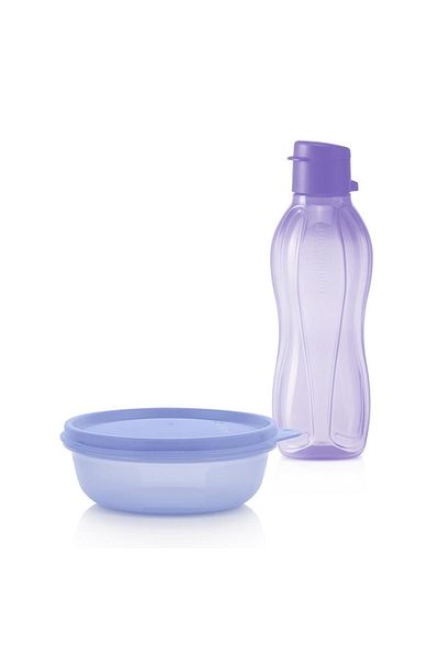 Tupperware Eco Bottle Kk All with Me Set - Purple 500 ml and Lilac 300 ml Water Bottle and Flask