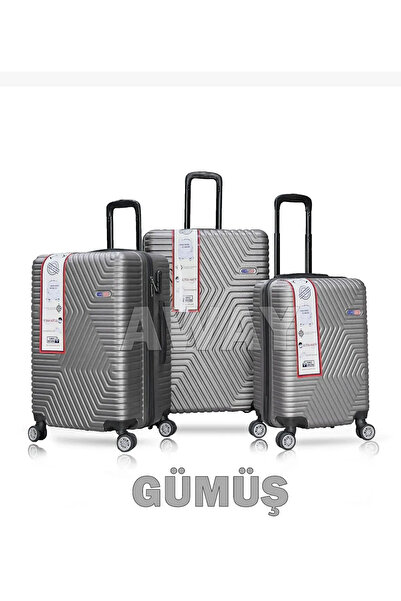 Fashion Paradise Unisex Kabin Orta Ve Büyük Boy Siyah 3'lü Valiz Seyahat Seti