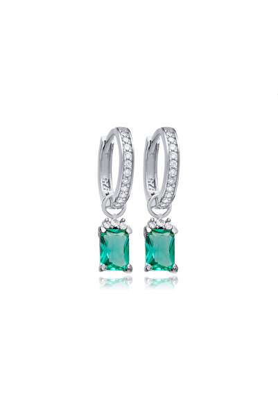 Silveranka 925 Ayar Gümüş Paraiba Baget Taşlı Trend Küpe