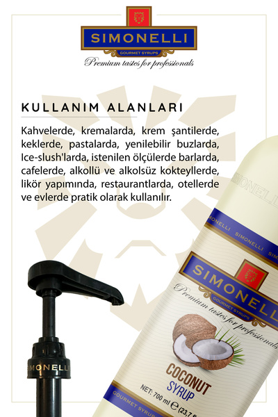 Simonelli Kahve Ve Kokteyl Şurubu Hindistan Cevizi Aromalı 700 ml Pompa