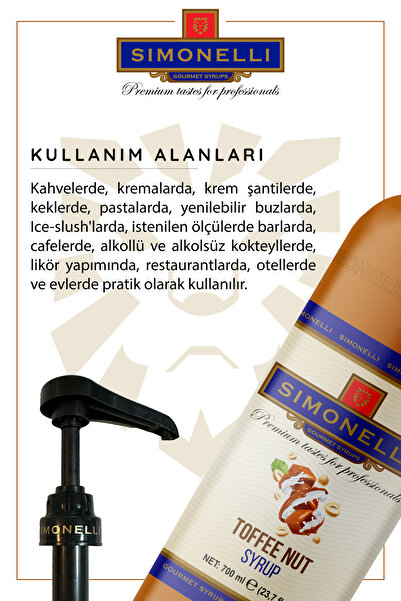 Simonelli Kahve Şurubu Toffee Nut Aromalı 70 CL + POMPA Simonelli