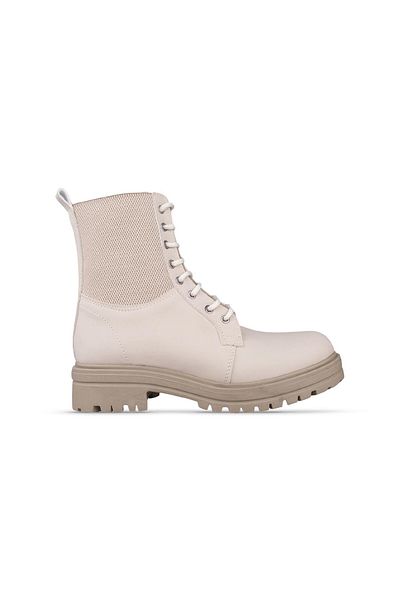 M.P. Women's Lace-Up Beige Casual Boots