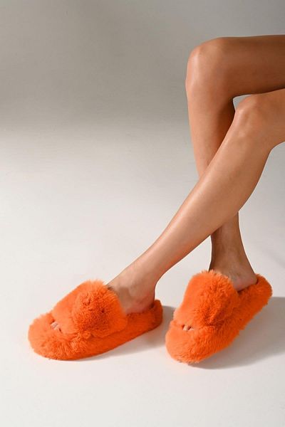 Beyond Γυναικείες Πορτοκαλί Extra Soft Furry Παντόφλες 3cm Bynd01