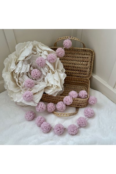 PAMUKA Tulle Mini Pompom Banner Baby Lilac