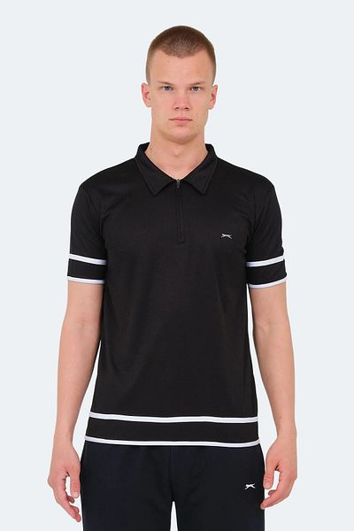 Slazenger Polo Collar Woven Fabric Men's Black T-Shirt