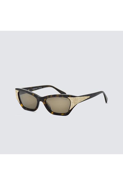 Swarovski Woman Cat Eye Sunglasses- Sk 6029 - Lense Size:53mm - Dark Havana