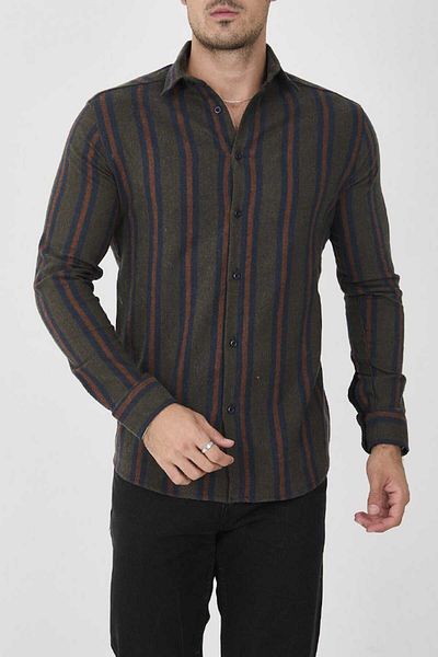 MCZ GİYİM Ανδρικό πουκάμισο με ριγέ Melange Slim-Fit