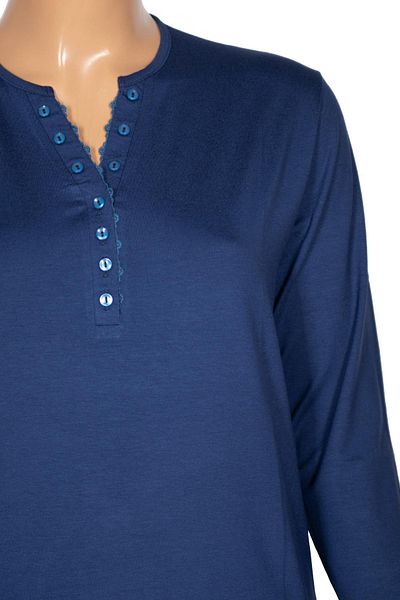 Pıtırcık Γυναικεία μπλούζα Cimariva Dicle Plus Size με λαιμόκοψη V με δαντέλα Indigo