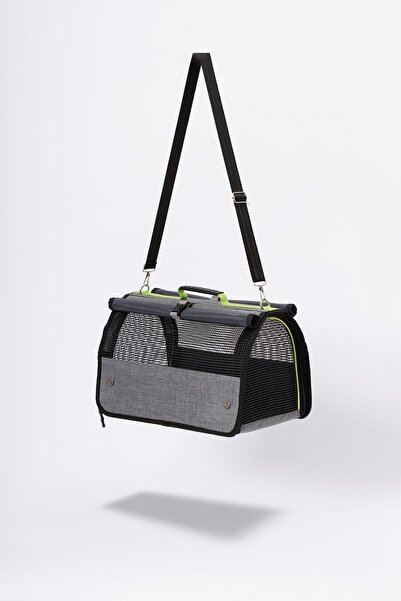 BRAVE PAWS Flybag Plastik Dayanıklı Fileli Kedi Ve Köpek Taşıma Çantası Seyahat Çantası Gri 45*25*26cm