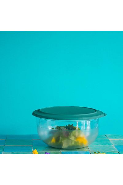 Tupperware Green Crystal Series - 3.5L Clear Body Food Presenter and Storage Container