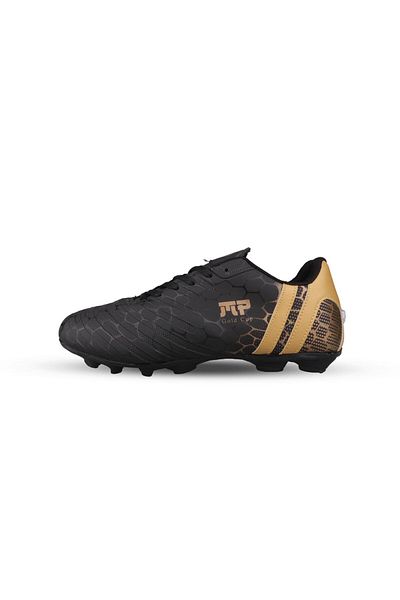 M.P. Men's Lace-Up Black-Gold Football Boots Football Shoes