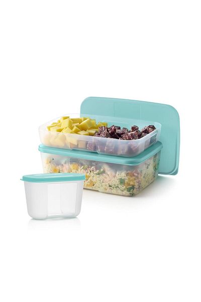 Tupperware Refrigerator Storage Container Blue Set of 3