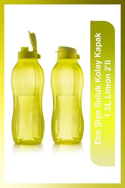 Tupperware Eco Bottle - Lemon 1.5Lt, 2-Piece Water Bottle and Water Bottle Easy Lid