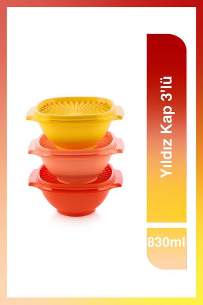 Tupperware Star Cap 3-Piece Refrigerator Storage Container 830ml