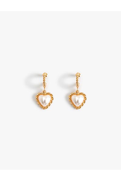 Koton Heart Charm Detailed Twist Ring Dangle Earrings