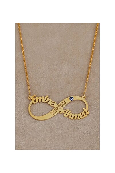 OGO SİLVER 925 Ayar Gümüş Iki Isimli Sonsuzluk Kolyesi