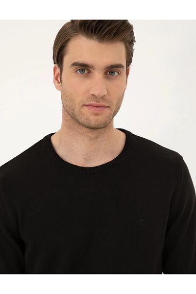 Pierre Cardin Black Slim Fit Crew Neck Knitwear Sweater