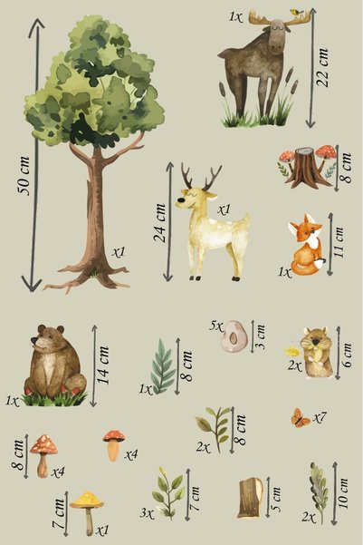 esatoys Forest Themed Children's Room Sticker Set