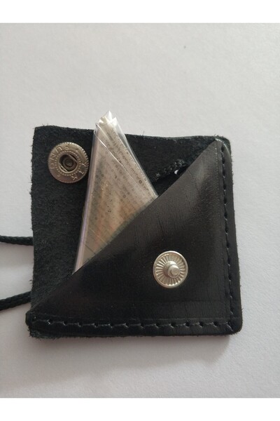 Sermet Süs Dünyası Deri Kılıf Ipli Boyun Cevşeni Kullanışlı Muska Kılıfı Gerçek Deri