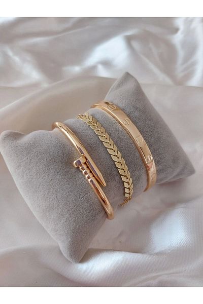 BERS AKSESUAR Women's Gold Plated Tarnish Resistant Original Invoice Combination Bracelet