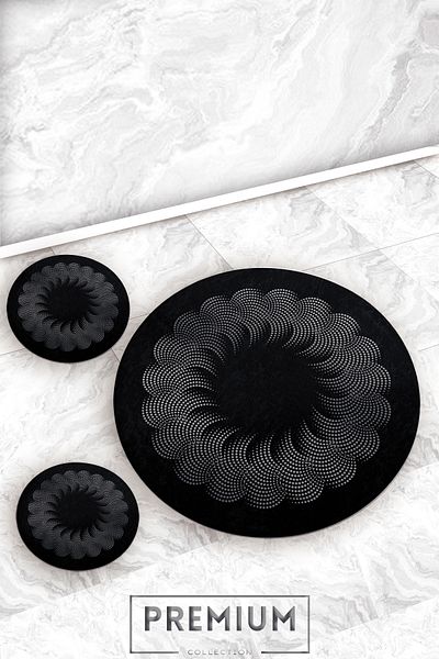 Evperest Black Floor Bath Mat Set