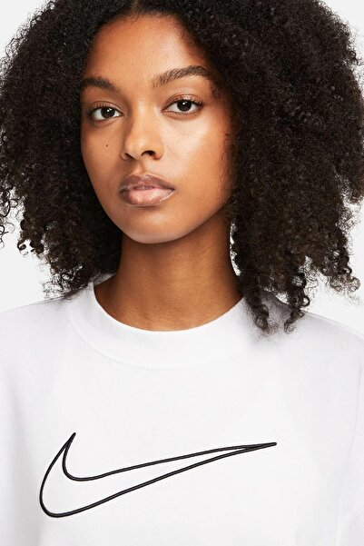 Nike Training Plus Essential Get Fit Dri Fit Graphic Crew Λευκό υπερμεγέθη φαρδύ γυναικείο φούτερ