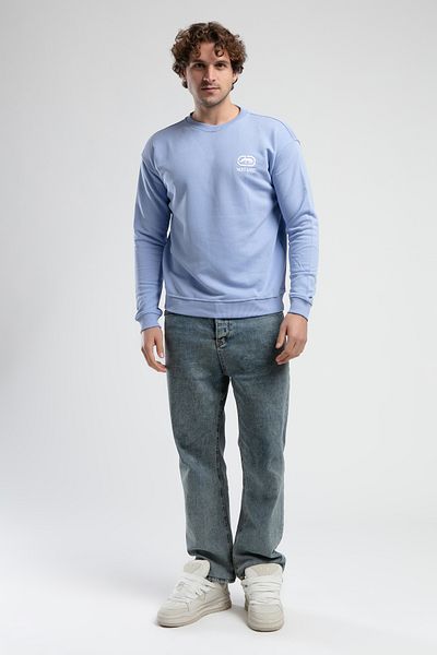 ECKO UNLTD Eastside Blue Crew Neck Embroidered Loose Fit Men's Sweatshirt