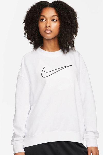Nike Training Plus Essential Get Fit Dri Fit Graphic Crew White Oversized Loose Cut Women's Sweatshirt