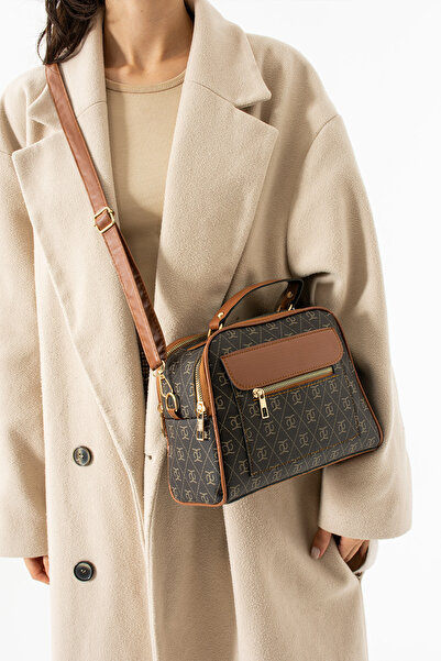 Kaya Bag Geantă de umăr și crossbody maro cu trei ochi pentru femei, dimensiune 19x23