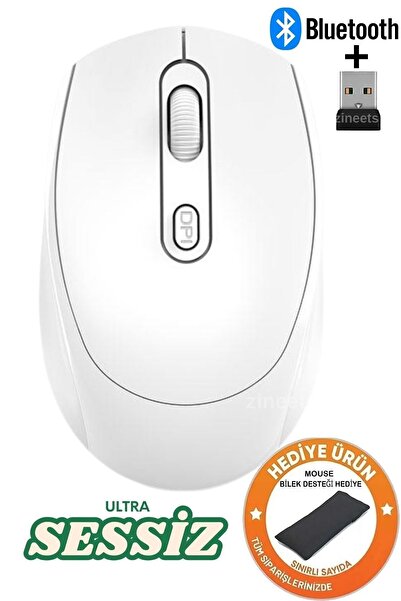 Zineets Çift Modlu Kablosuz Bluetooth Mouse Şarj Edilebilir Sessiz Tıklama Mo...