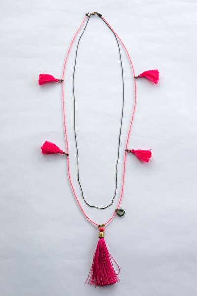 Lila Rosa العرقية الأصيلة شرابة قلادة طويلة