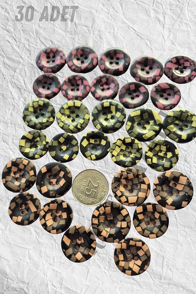 Kent Pazarı 3 Colors 30 Pcs Baby Vest Knitting Button - Large & Small