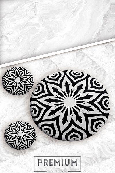 Evperest Black and White Bath Mat Set