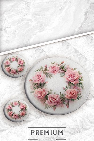 Evperest Roses Model Bath Mat Set