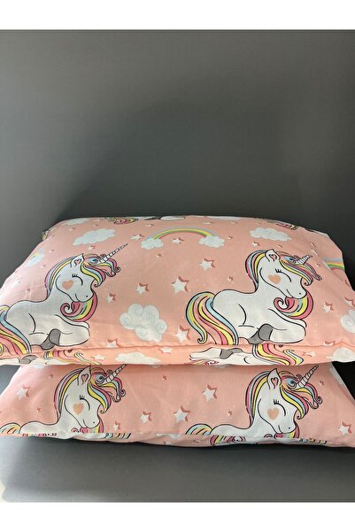 mihriban 2'li Unicorn Desenli Yastık Kılıfı 50x70 Cm Somon