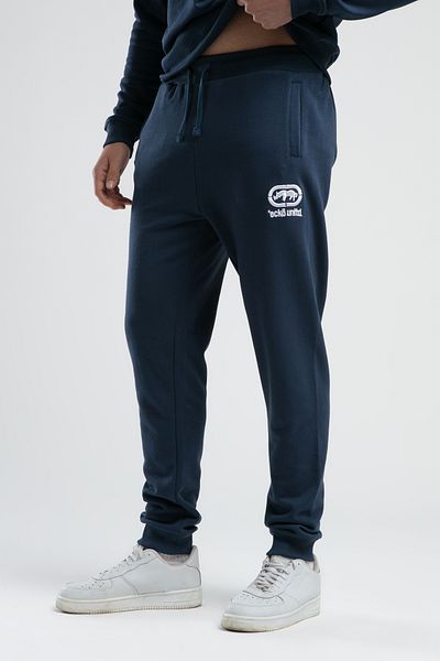 ECKO UNLTD Pierson Navy Blue Relaxed Fit Embroidered Loose Fit Men's Tracksuit Bottom