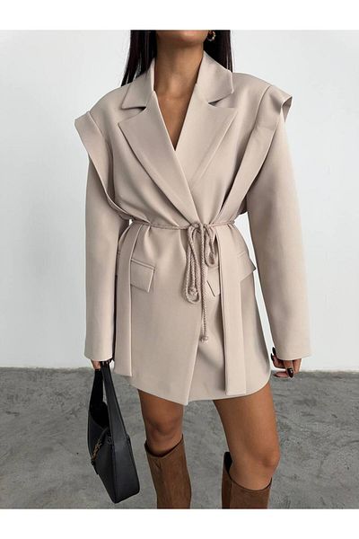 CLB COLLECTION Γυναικείο παλτό με ζώνη ώμου Oversize