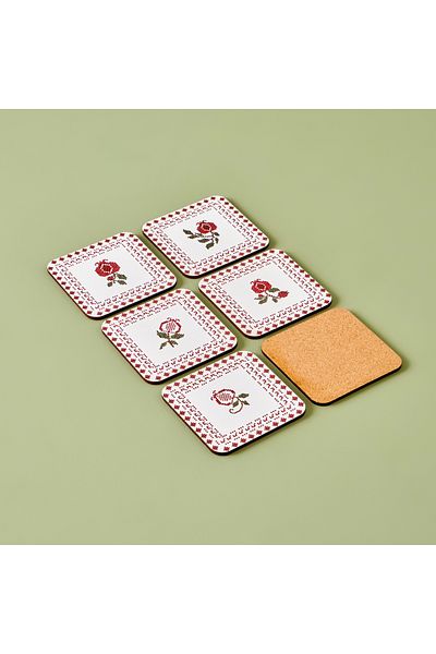 Bella Maison Jolly Set of 6 Coasters Red (10X10 cm)