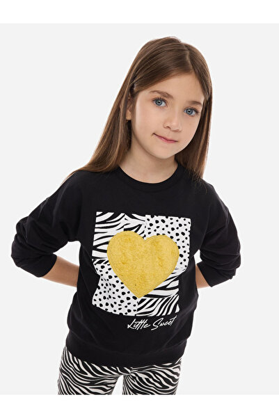 Victor and Jane By Styli Graphic Print Round Neck Sweatshirt & Animal Print Leggings Set