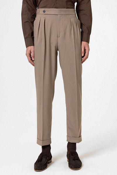 Antioch Mink High Waist Striped Double Leg Men's Trousers