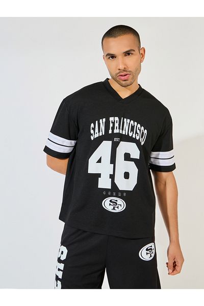 Styli NFL 49-Ers Mesh Oversized T-Shirt & Shorts Athleisure Co-Ords