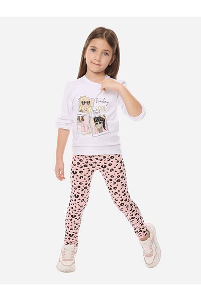Victor and Jane By Styli Graphic Print Round Neck T-shirt & Animal Print Legging Set