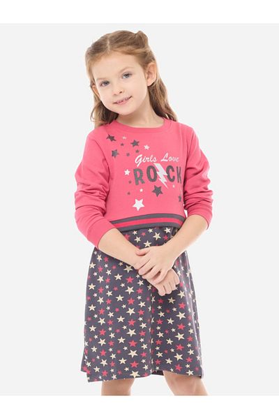 Victor and Jane By Styli Stars Prints Round Neck Dresses